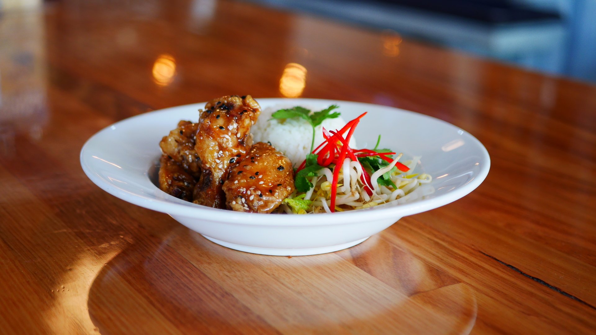 Sticky Taiwanese Plum & Sesame Chicken Wings with Rice