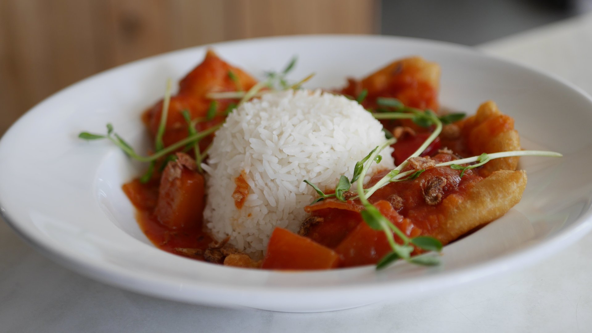Street Eats Gallery - Singaporean Sweet, Sour & Spicy Fish w Rice - Image 1