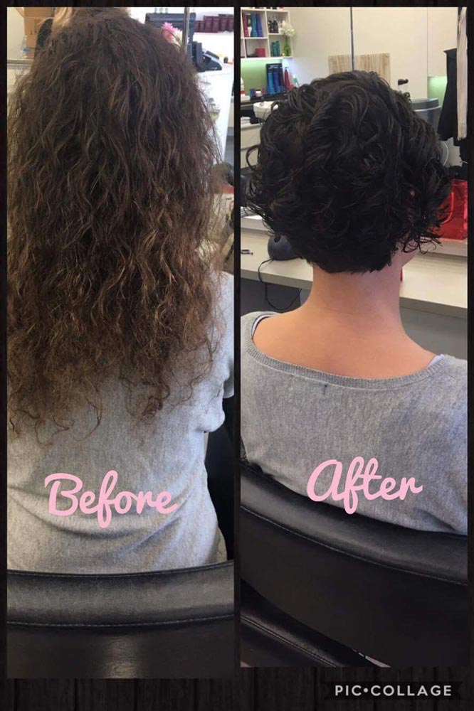Woman curly haircut
