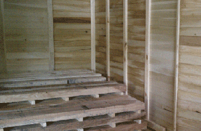 Hardwood Boards with stickers drying in Eco Logic Dry Kiln