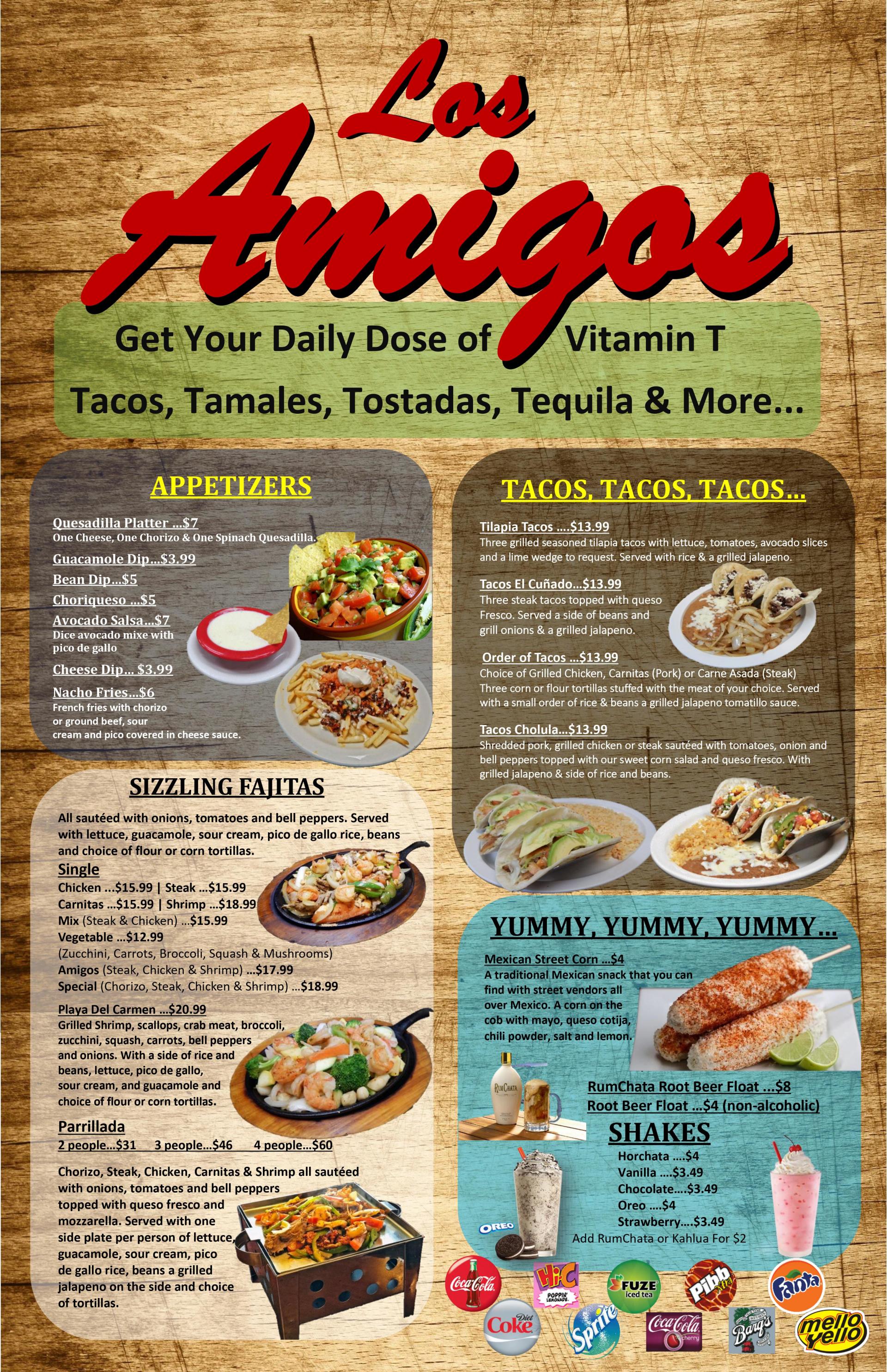 Dinner Menu Muskegon, MI Los Amigos Mexican Bar & Grill