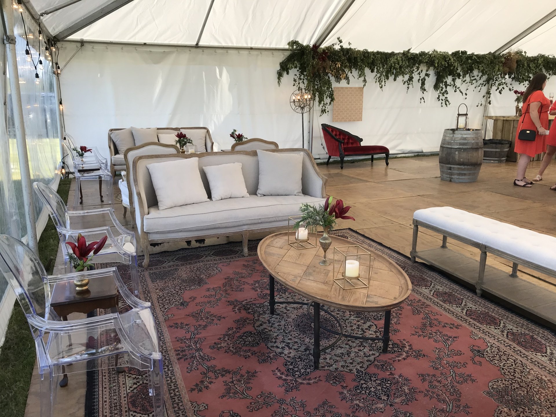 Linen sofa v events for Hire