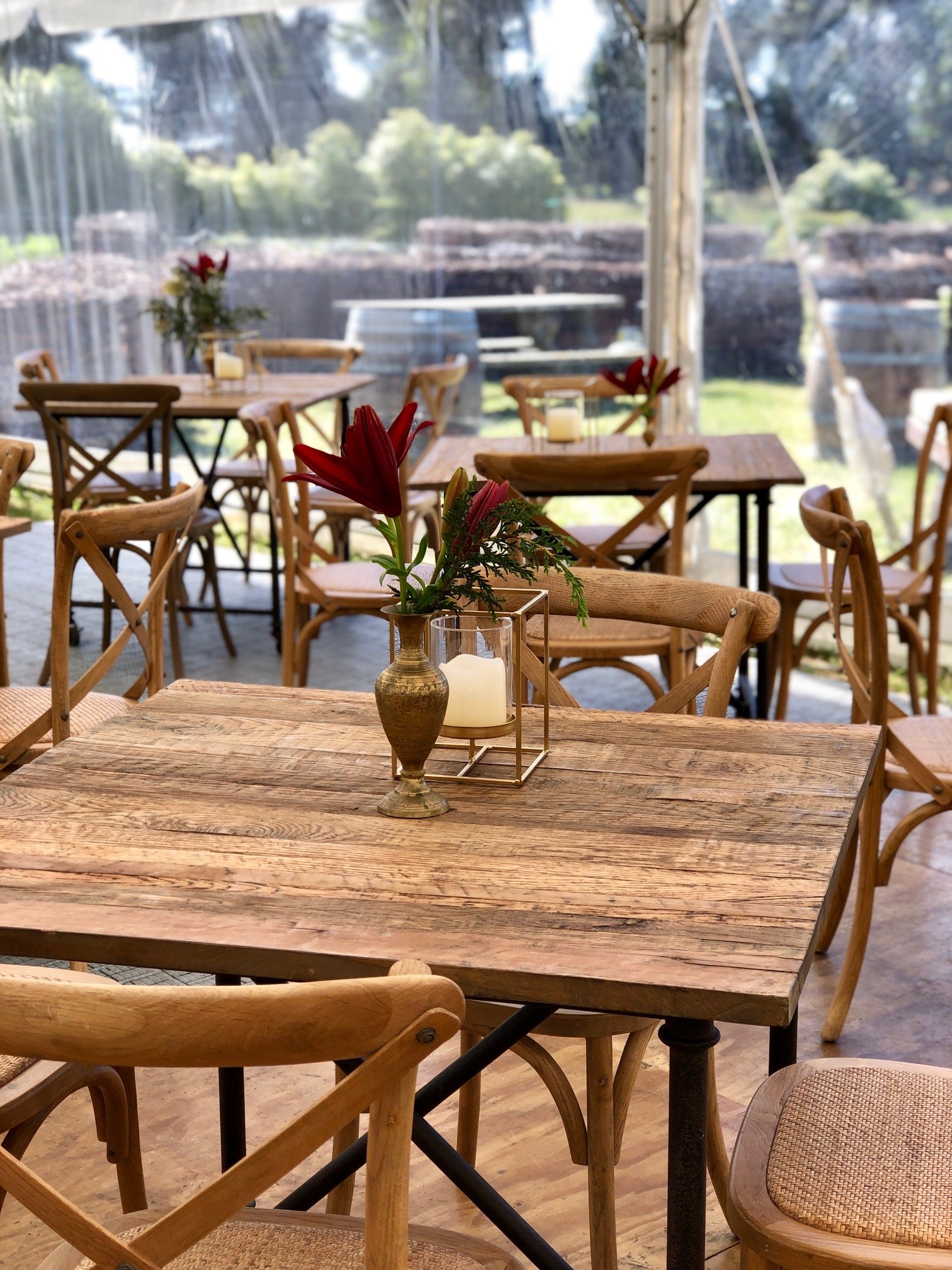 Cafe tables and chairs for hire