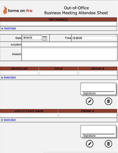  Out Of Office Business Attendee Sheet On Form Marketplace