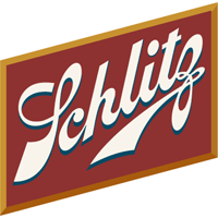 A red sign with the word schlitz on it