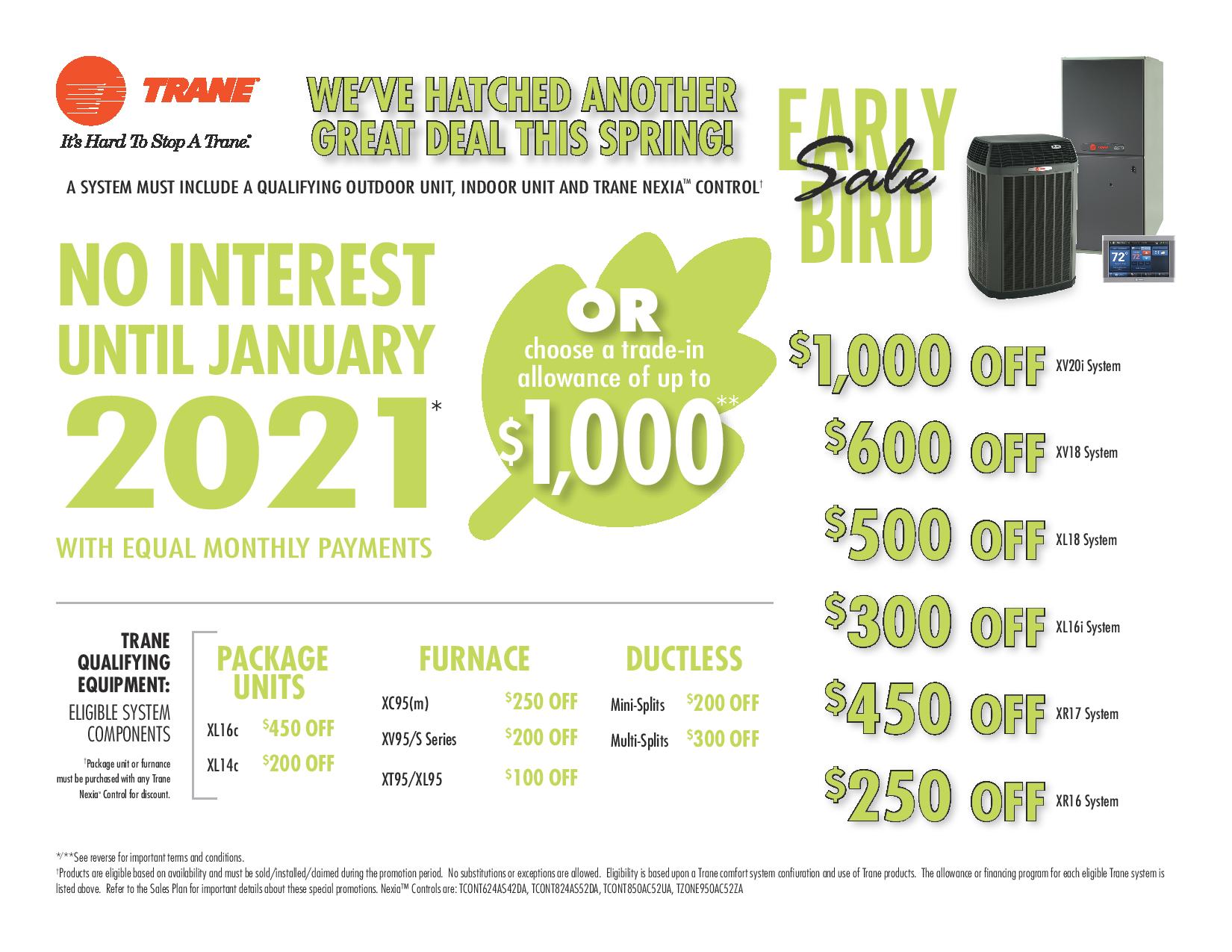 Trane Early Bird Sale from DuBose HVAC