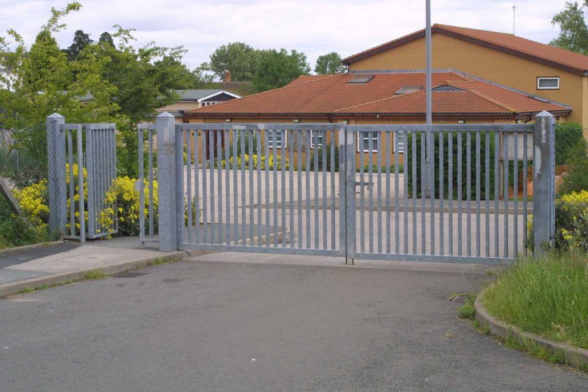 white commercial gate