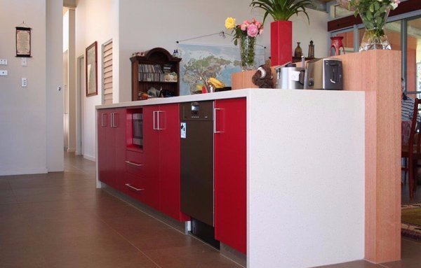 red cabinets