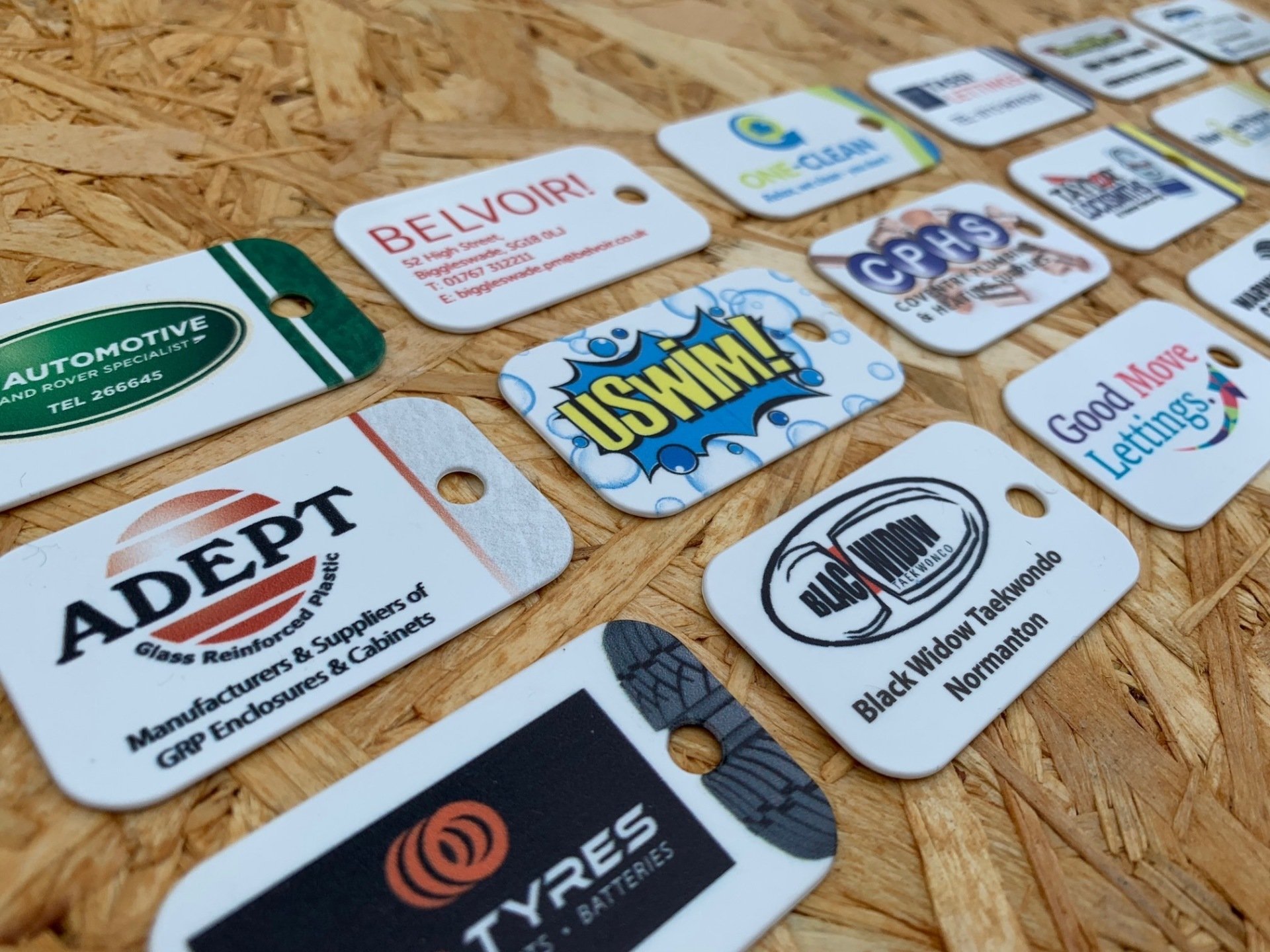 We have lots of examples of the keyrings we have printed