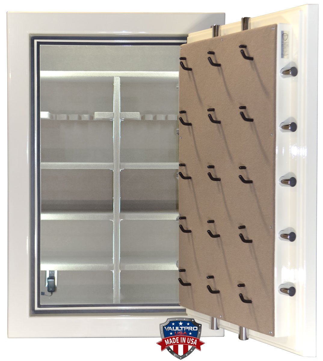 mid-size safe with interior lighting and electrical and pistol door back