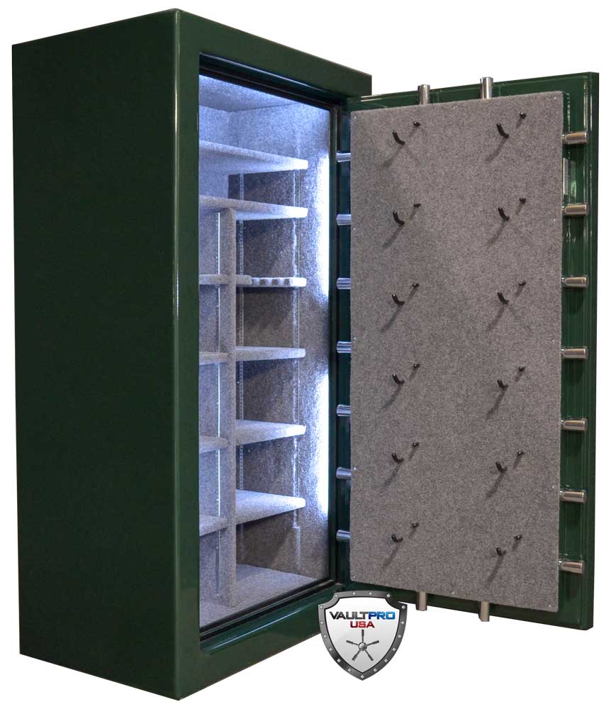 Custom safe with pistol holders on door back