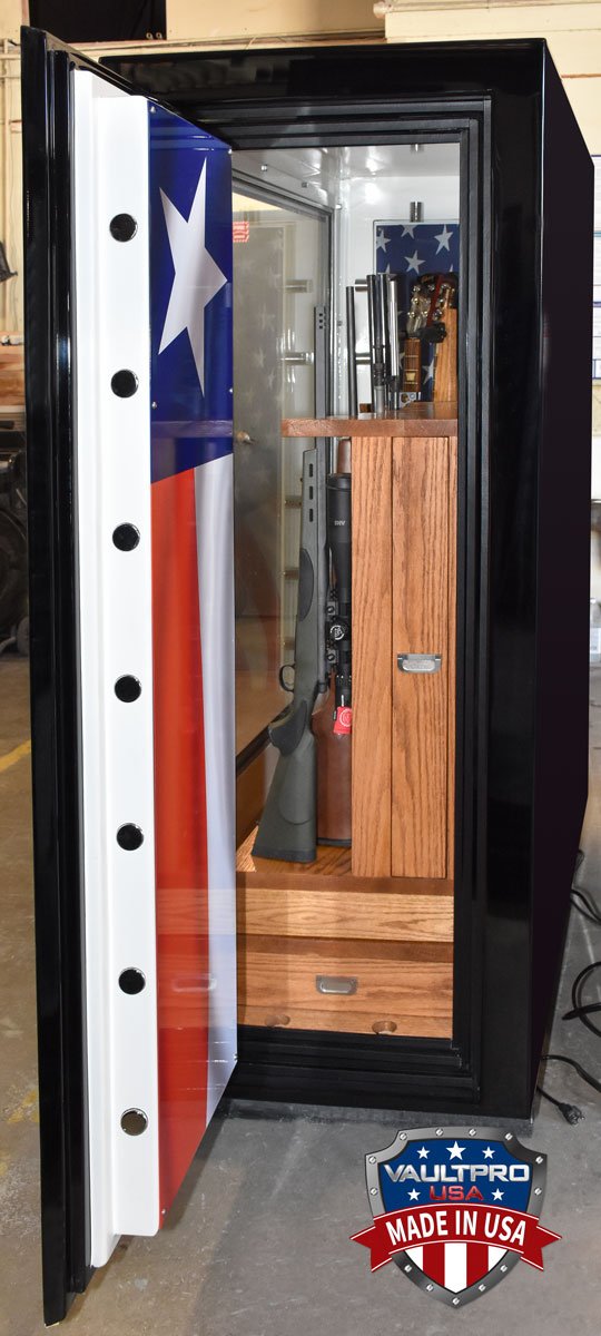 Fire and Ballistic Resistant Display Safe Interior. Full Safe doors at both ends.