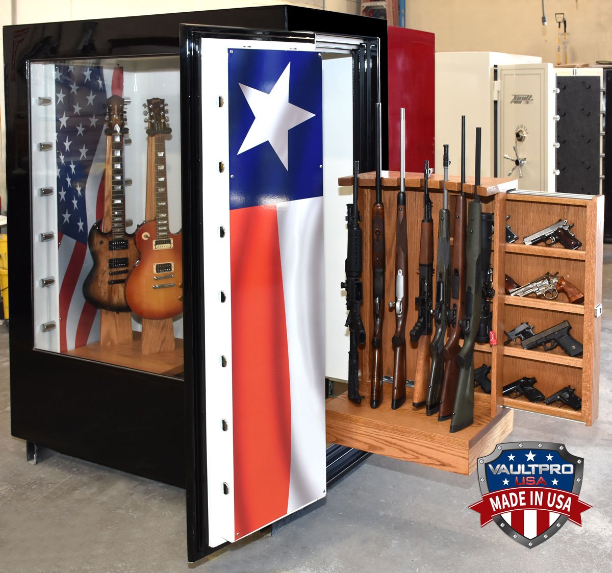 Fire and Ballistic Resistant Display Safe Interior. Full Safe doors at both ends.