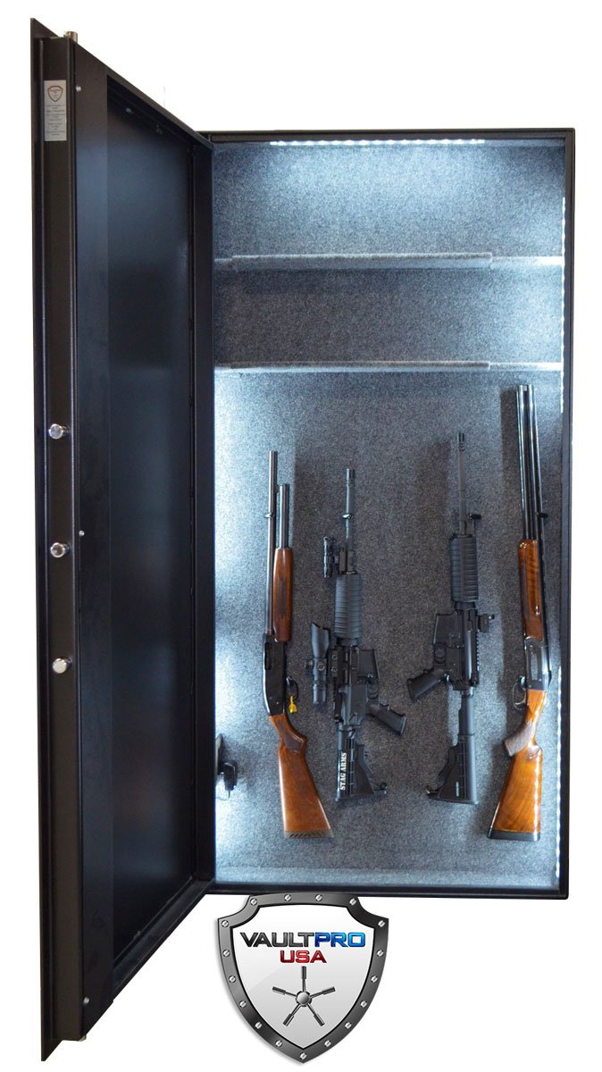Wall safe with guns