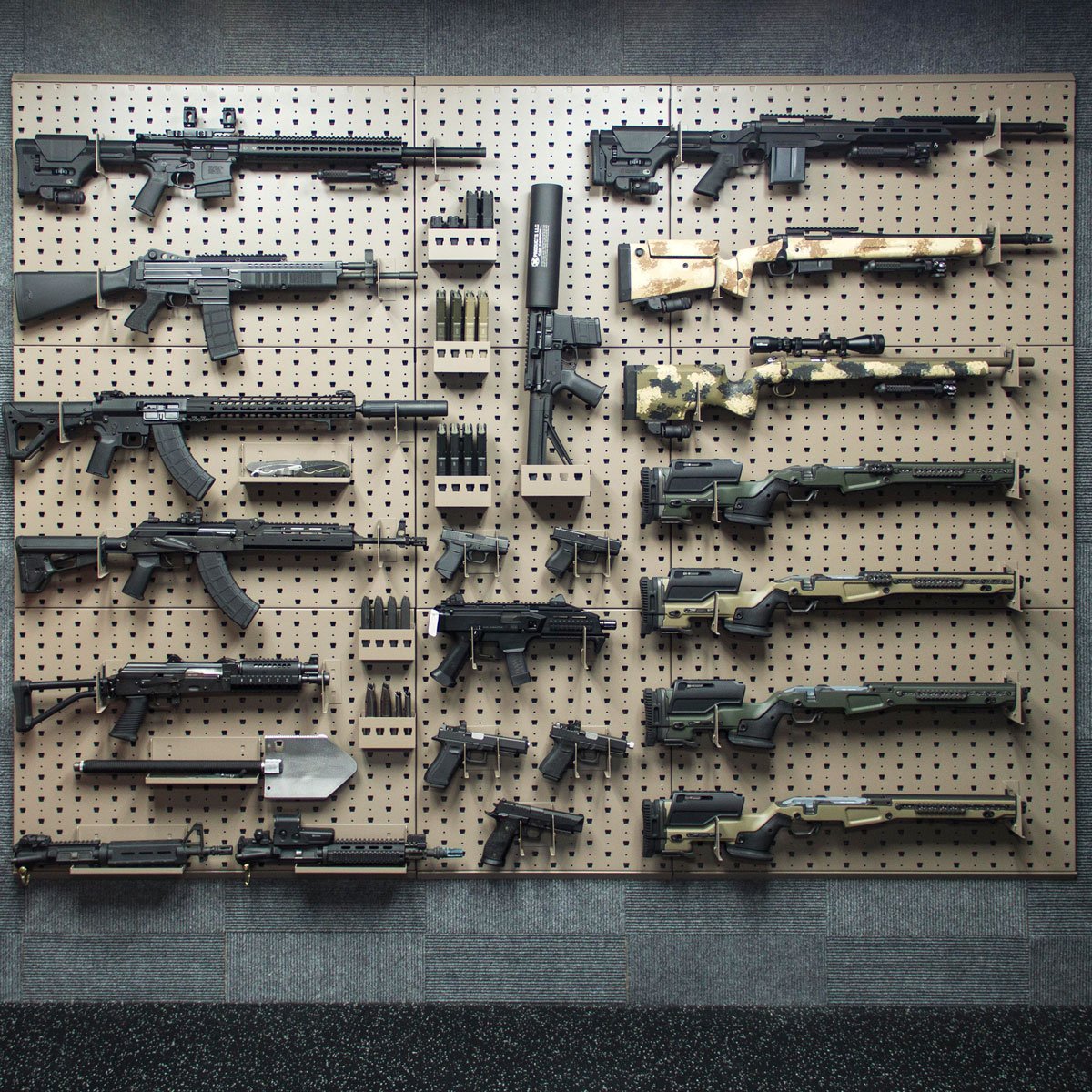 Custom Gun Room Design with Modular Weapons and Gear Storage Racks