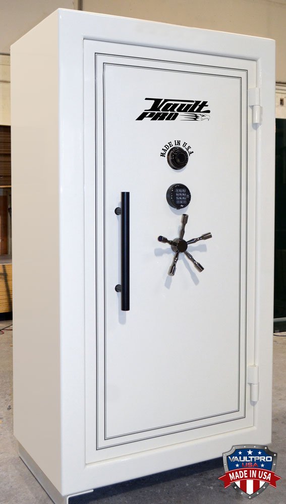 Big safe in gloss white dual locking system and pull handle made in USA