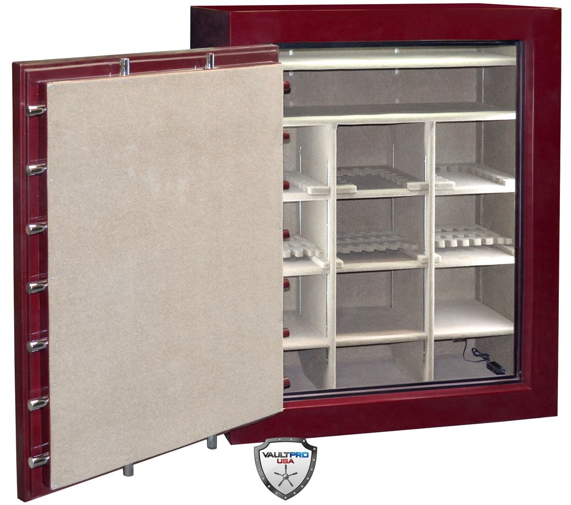 large safe with custom paint burgundy finish