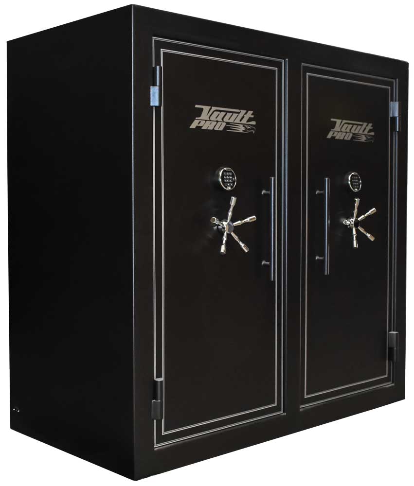 Double Door Safe with L.E.D. Lighting, Electrical Outlet and Custom Pull Handles. Stores up to 100 long guns.