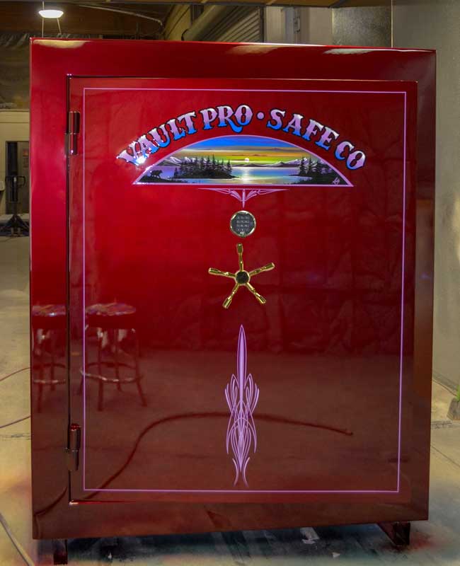 Custom Safe, Paint and Logo. Just out of Paint. High Gloss Hand Rubbed Finish.