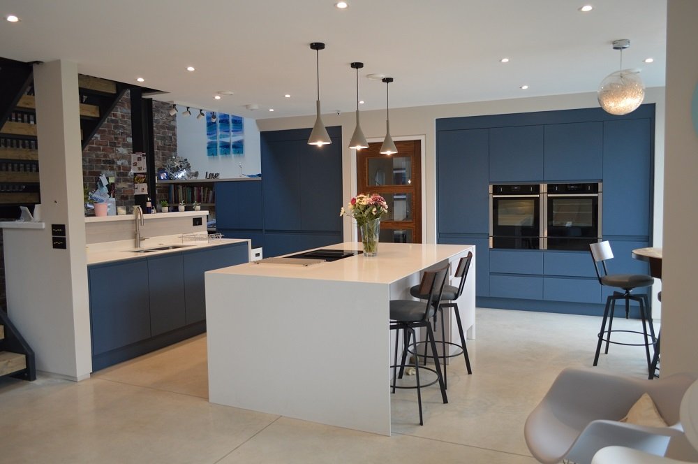 Navy and Pale Pink Kitchen