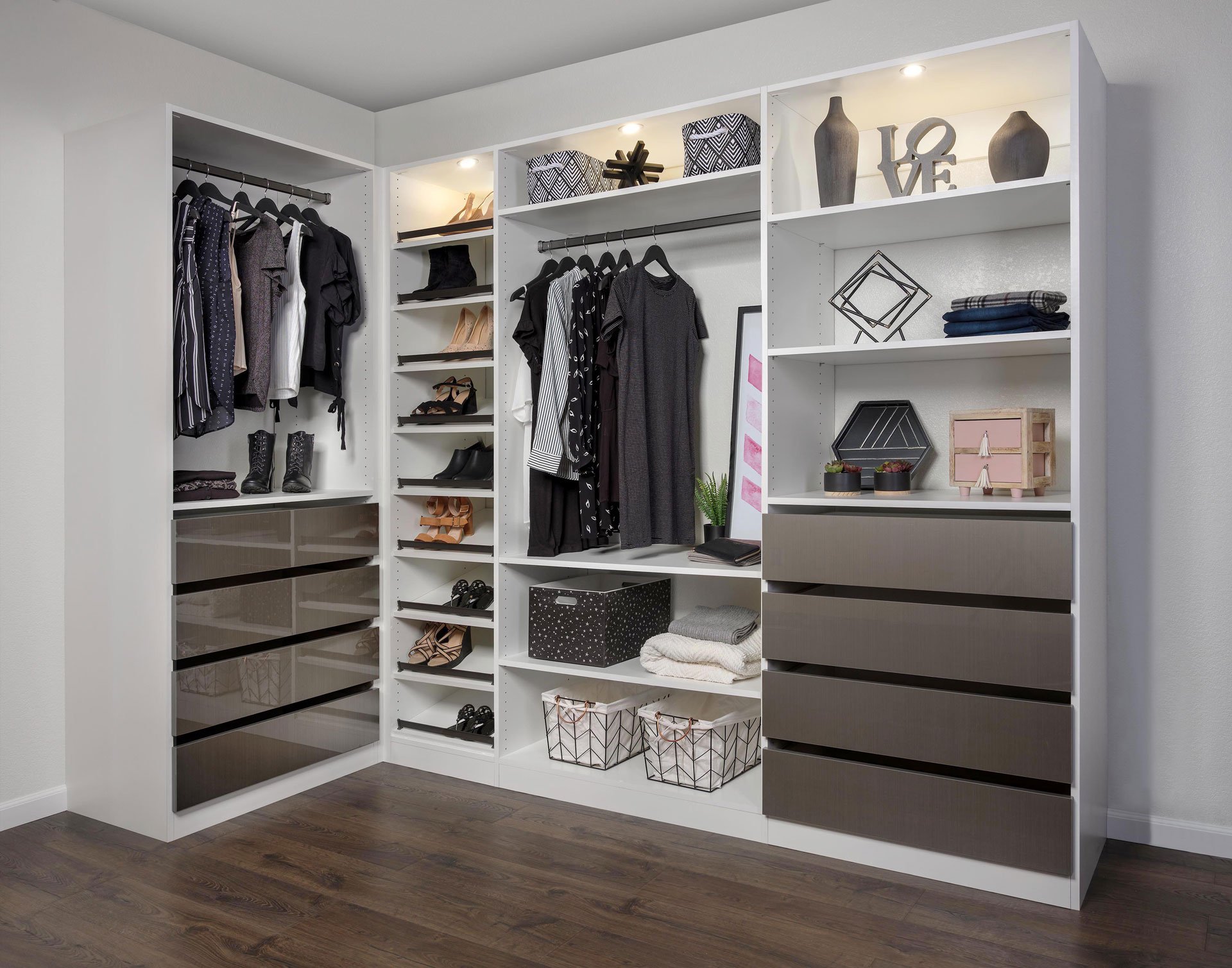 Custom walk in closet systems design installation