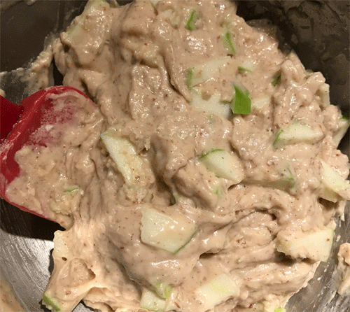 muffin batter with apples