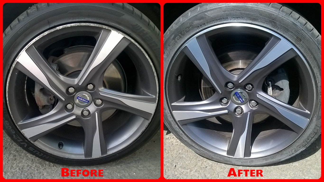 Before and after wheel refurbishment