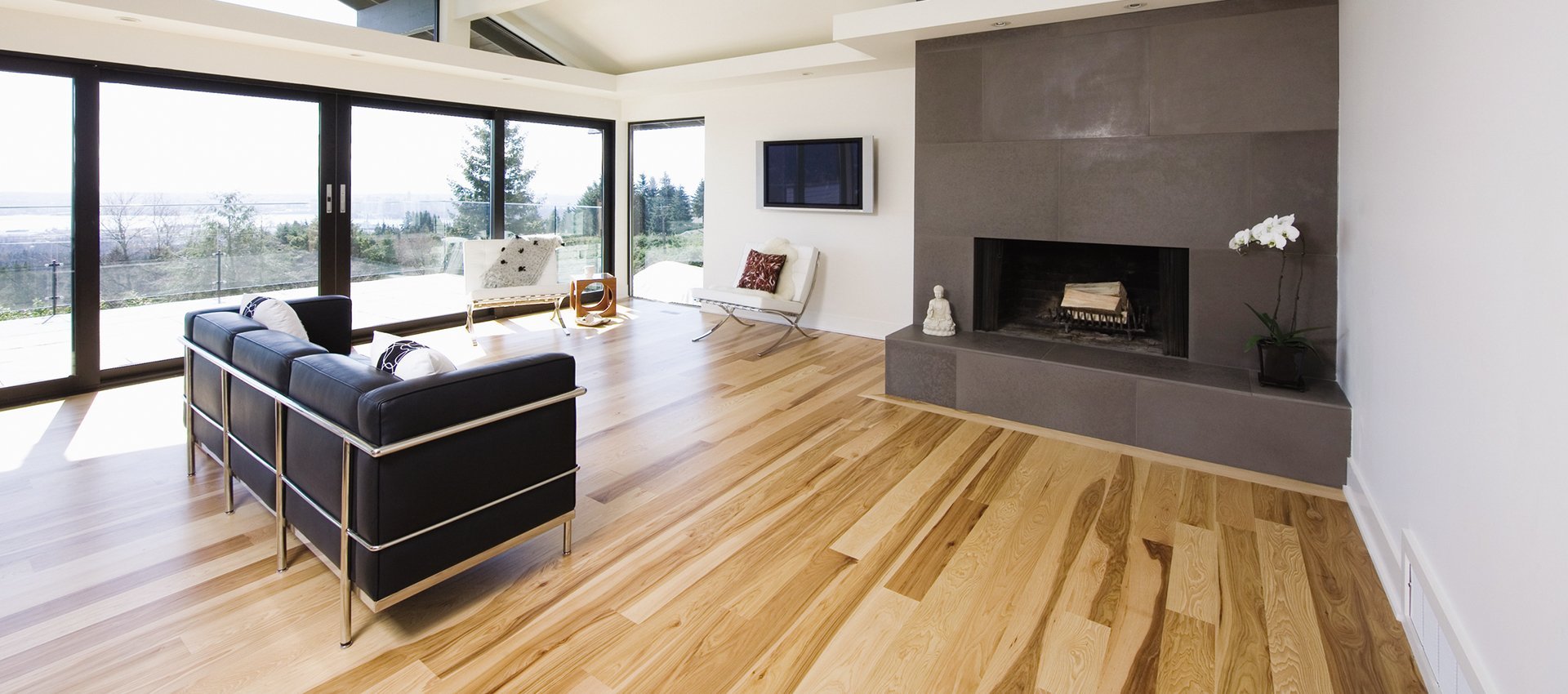 wooden flooring in living room