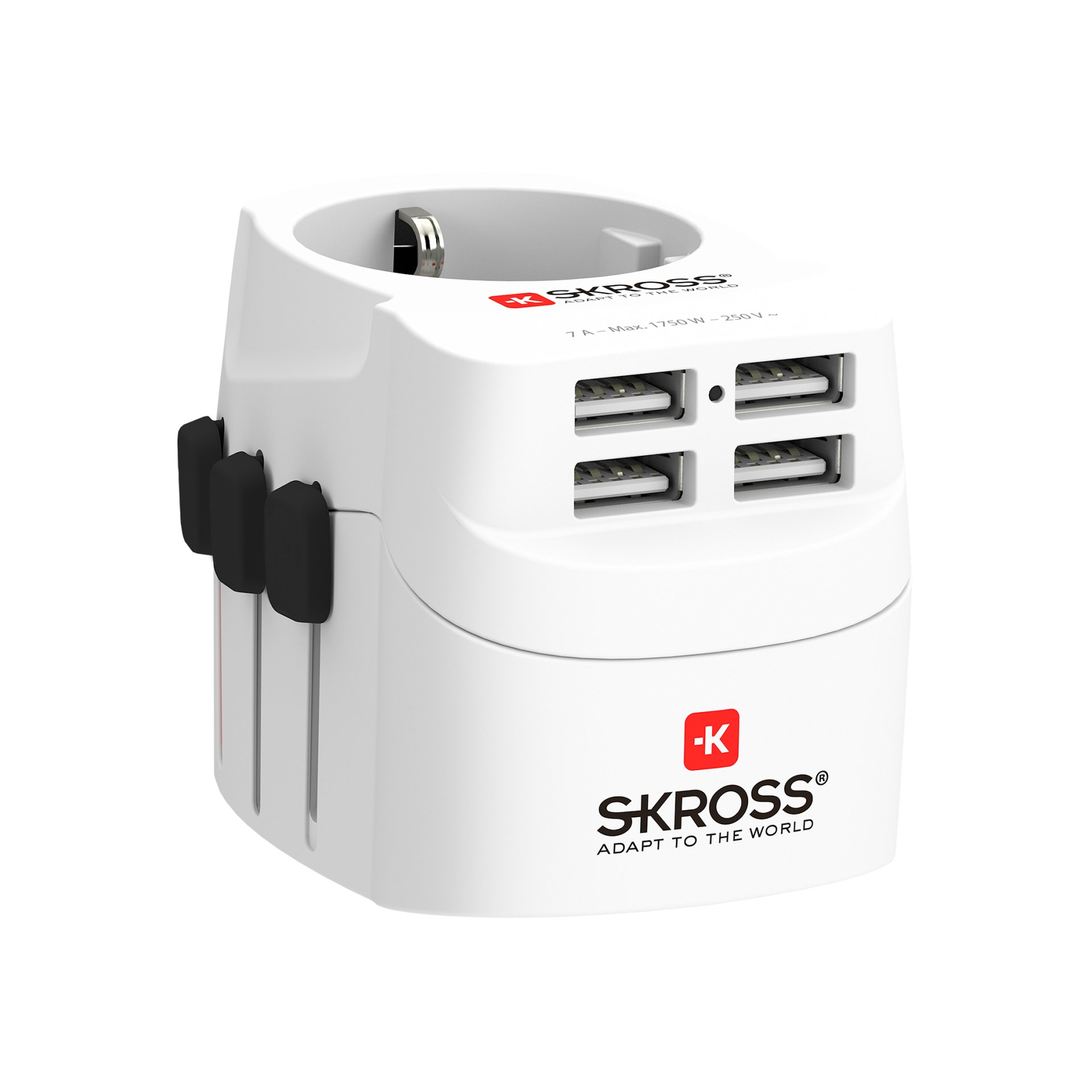 Skross PRO Light 4 x USB 3-Pole Earthed Travel Adapter