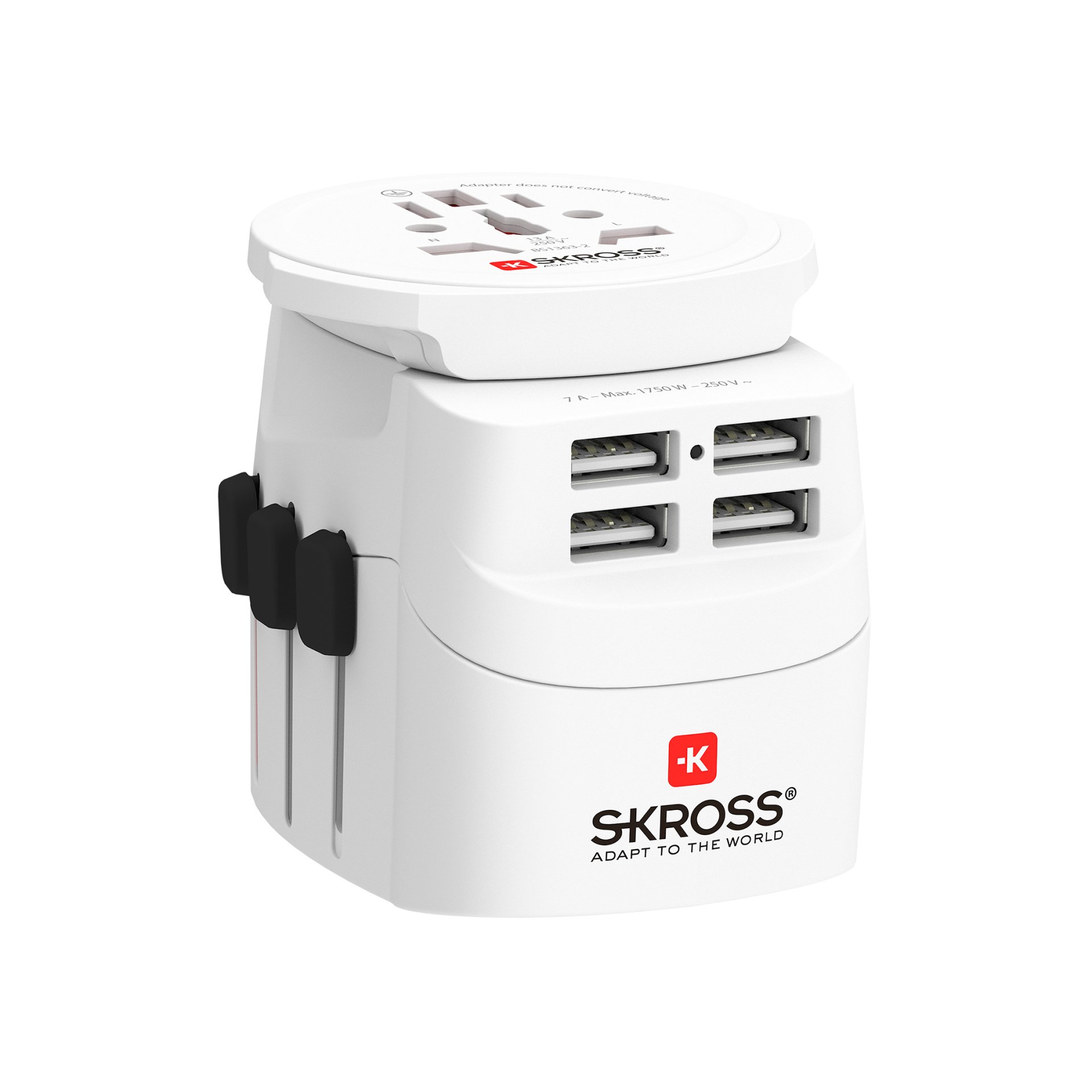 Skross PRO Light 4 x USB - World 3-Pole Earthed Travel Adapter