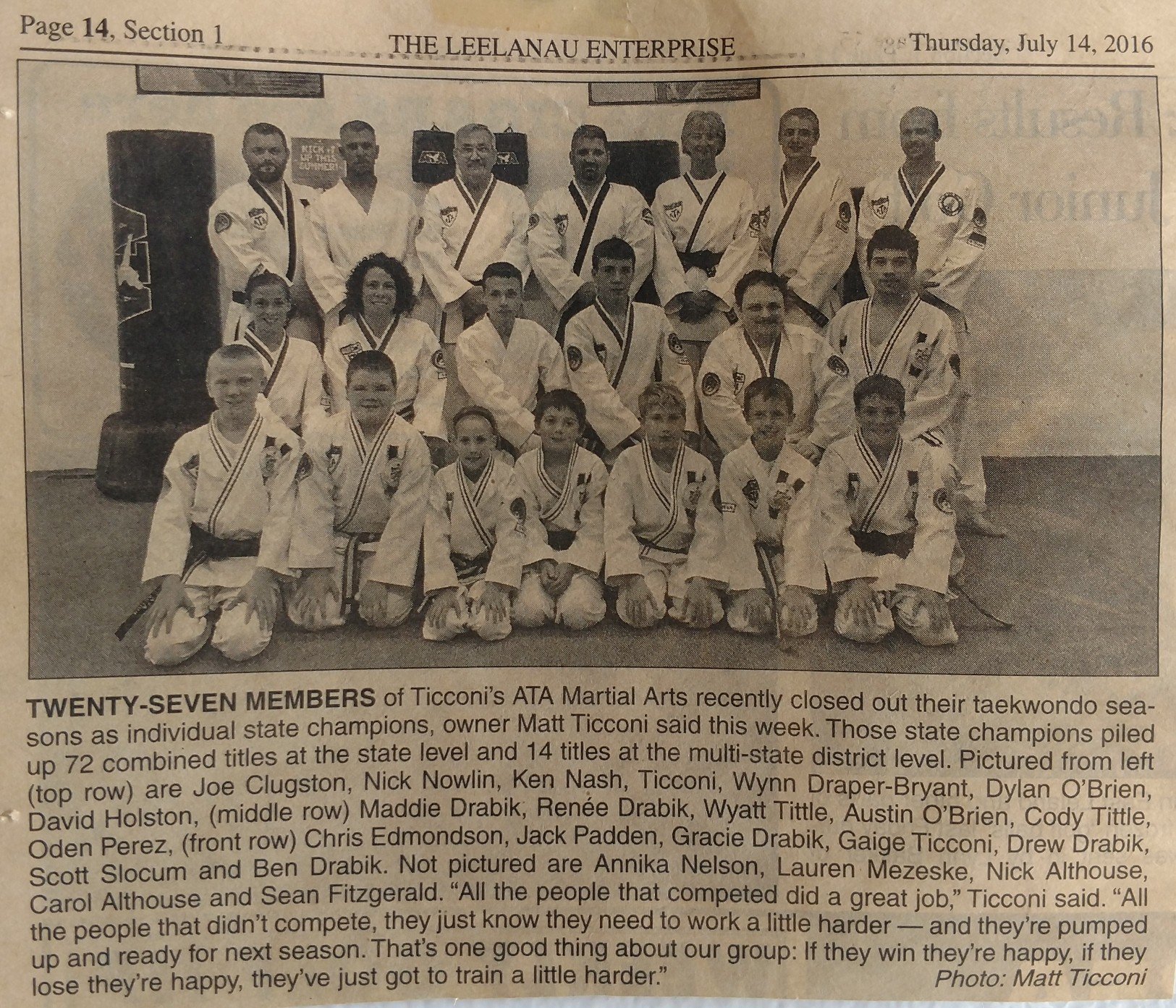 Ticconi's ATA Martial Arts Cadillac, MI Program