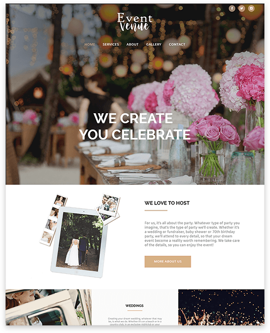 Event Venue Website builder Event Venue responsive template