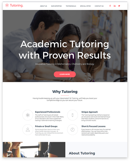 Academic Tutor Website builder Academic Tutor responsive template