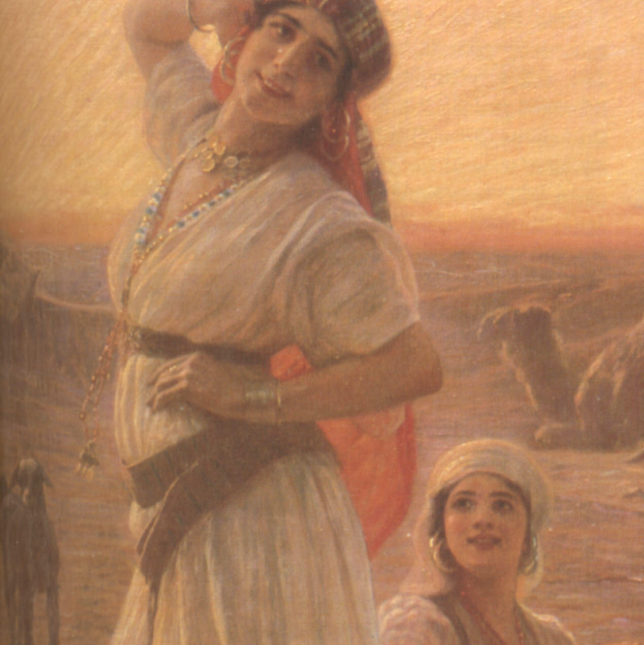 A dance in the ruins of Karnak.  Late 19th century.  Engraving